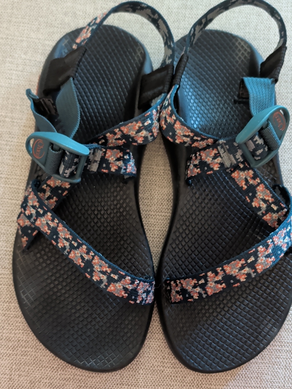 Chaco Women's Sandals with Black Footbed and Floral Straps